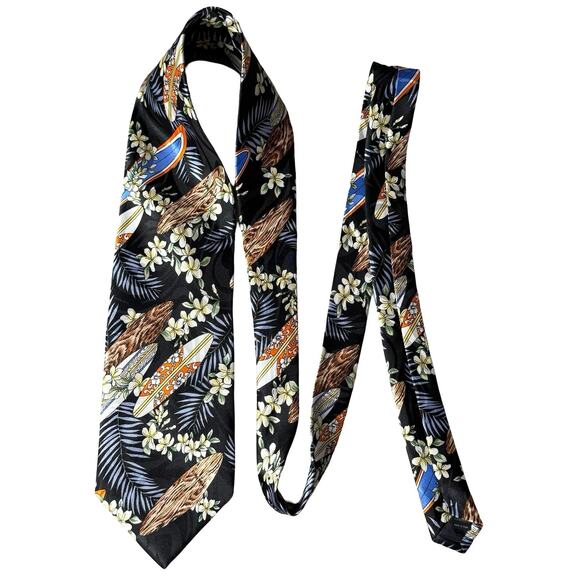 Aloha Melting Pot Hawaii Handmade Surfboard Floral Necktie‎ Novelty Tie - Picture 2 of 4